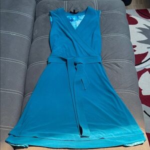 White House Black Market Teal and Blue Reversible Dress
